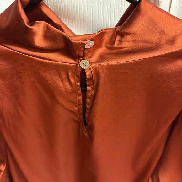 Entro rust color cascade/cowl neck satin blouse size medium - Picture 5 of 7